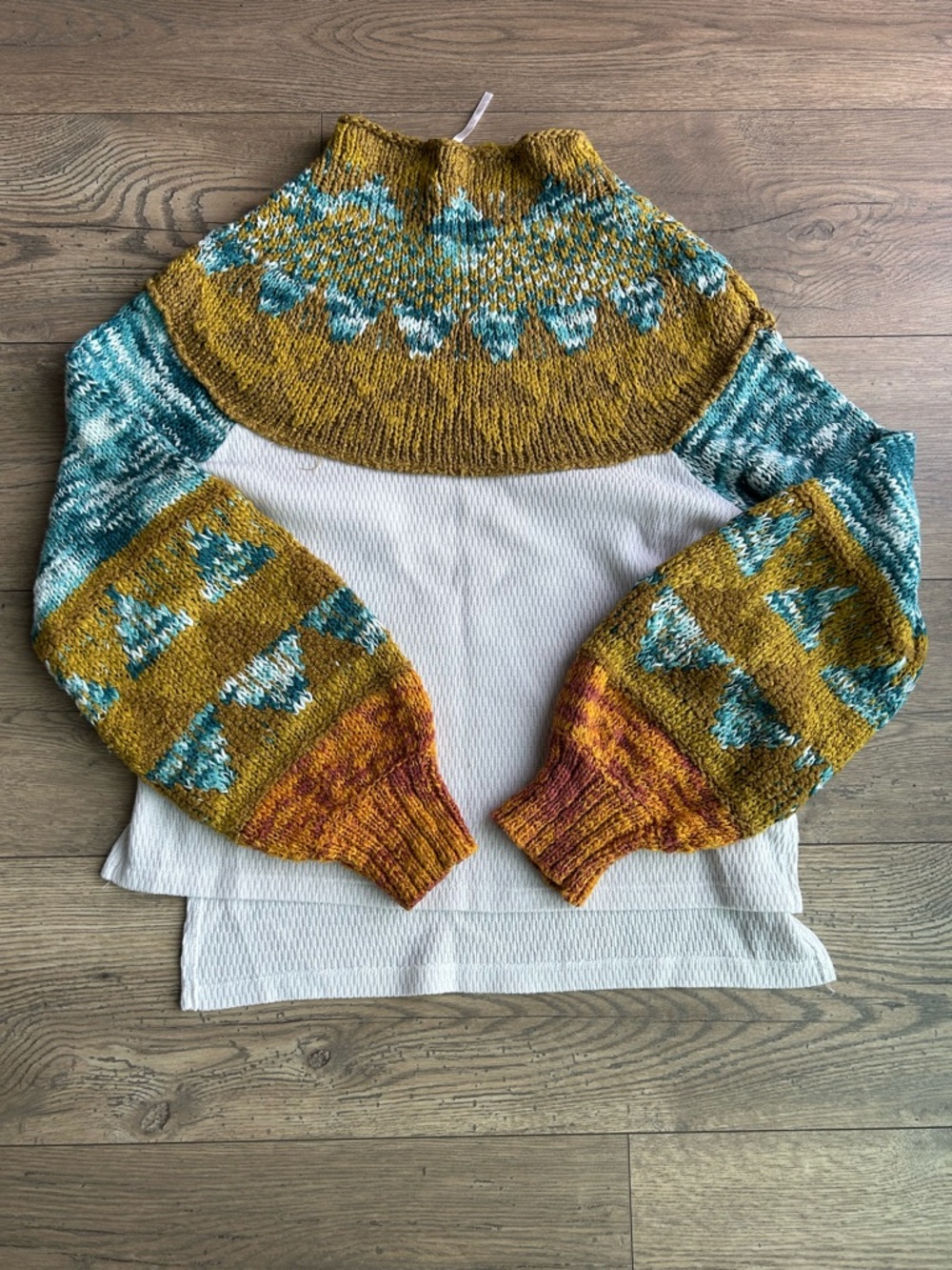 Free People Women's Colorblock Fair Isle Pullover Sweater - Mustard & Teal